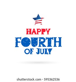 Happy 4th of July. Lettering. Vector illustration on white background. Great holiday gift card. Birthday America.