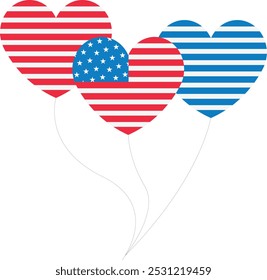 Happy 4th of july love heart usa flag embedded vector arts and illustrations. T-shirt and other graphics for print and demand business. 