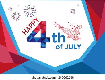 Happy 4th of July Low Poly art style. Editable Clip Art.