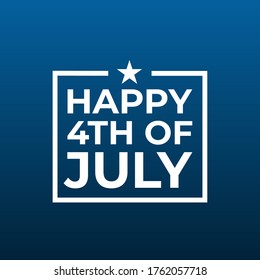 Happy 4th of july modern creative banner, sign, design concept with white text on a dark blue background. 