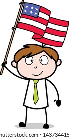Happy 4th of July - Office Salesman Employee Cartoon Vector Illustration