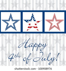 Happy 4th of July patterned star card in vector format.