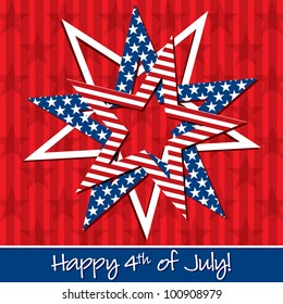 Happy 4th of July patterned star card in vector format.