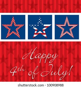 Happy 4th of July patterned star card in vector format.