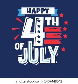 Happy 4th of July Phrase. Independence Day Labels and Quotes about USA for Holiday Design