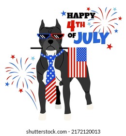 Happy 4th of July Pitbull greeting card