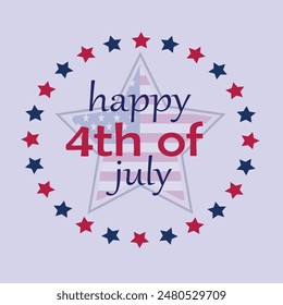 Happy 4th of July, poster with stars and American Flag in background. USA independence day. EPS vector illustration editable file.