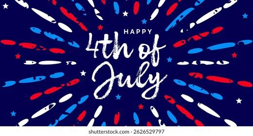 Happy 4th of July poster, US Independence Day text banner