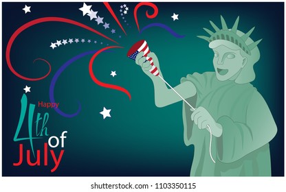 The happy 4th of July poster. ( vector )