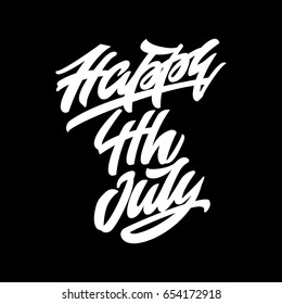 Happy 4th July. Premium handmade vector lettering and calligraphy phrase. Vector illustration.
