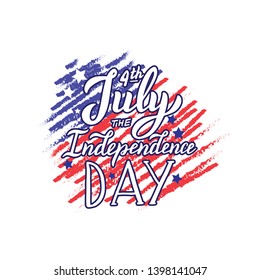Happy 4th of July quote. The Independence day lettering text. Print for clothes, mug, postcard. National USA holiday template. Vector eps 10.