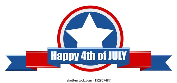 happy 4th of july ribbon banner shield vector greeting