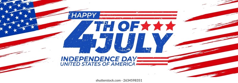 Happy 4th of July Sale template, set of abstract backgrounds waving USA flag background, fourth july sale, banner, posters, cover design templates, social media, flyer