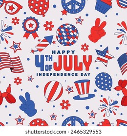Happy 4th of july seamless pattern. vector illustration