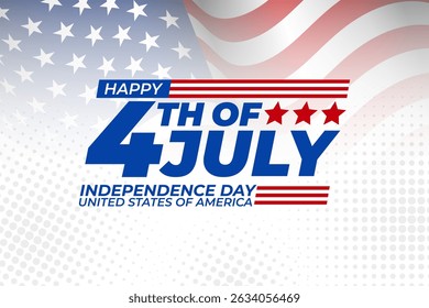 Happy 4th of July, set of abstract backgrounds waving USA flag background, fourth july 
