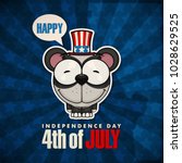 Happy 4th of July sticker card with cartoon panda. Vector illustration.