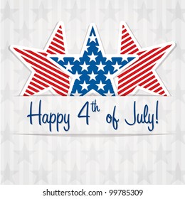 Happy 4th of July sticker cards in vector format.