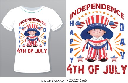 Happy 4th of July t shirts design, Vector graphic, typographic T-Shirt Design Template Royalty Free.