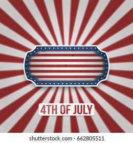 Happy 4th of July Text on greeting Background