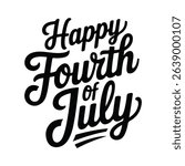 Happy 4th of July text, typography, lettering vector design on white background