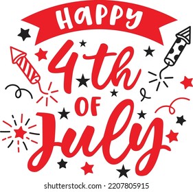 Happy 4th Of July t-shirt design and illustration vector 