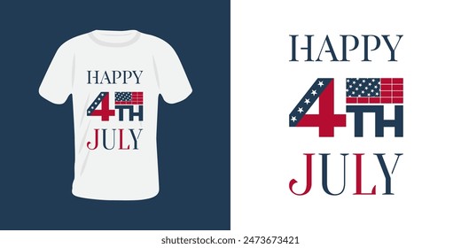 Happy 4th of July T-Shirt Design: USA Independence Day Typography T-Shirt