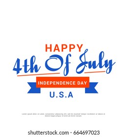 Happy 4th Of July Typographic Card Design Background.