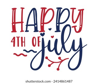 Happy 4th of July typography design