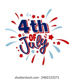 Happy 4th of july typography design to celebrate American independence day. American Independence Day vector illustration. Suitable for poster, brochure, greeting card template.