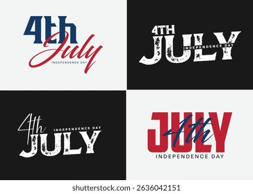 Happy 4th of July typography design with American flag colors, vector illustration.