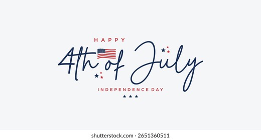 Happy 4th of July Typography Design. Happy independence day. July fourth banner for independence day.