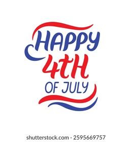 Happy 4th of July Typography and Text Vector Art Illustration for Independence Day