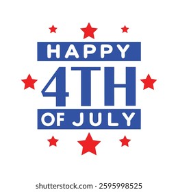Happy 4th of July Typography and Text Vector Art Illustration for Independence Day