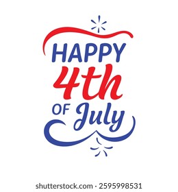Happy 4th of July Typography and Text Vector Art Illustration for Independence Day
