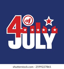 Happy 4th of July Typography and Text Vector Art Illustration for Independence Day