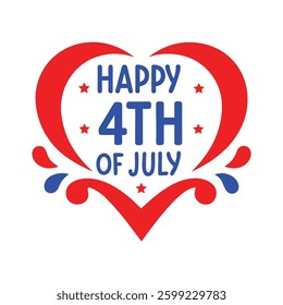 Happy 4th of July Typography and Text Vector Art Illustration for Independence Day