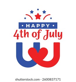 Happy 4th of July Typography and Text Vector Art Illustration for Independence Day