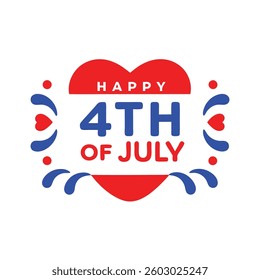 Happy 4th of July Typography and Text Vector Art Illustration for Independence Day