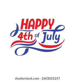 Happy 4th of July Typography and Text Vector Art Illustration for Independence Day