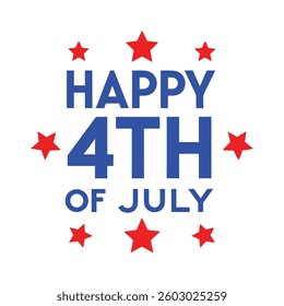 Happy 4th of July Typography and Text Vector Art Illustration for Independence Day