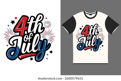 Happy 4th of July, typography t-shirt design, American flag vector illustration design.