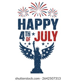 
Happy 4th July - Happy 4th Of July Typography T-shirt Vector, America Independence Day Clipart, Patriotic Fourth Of July Illustration