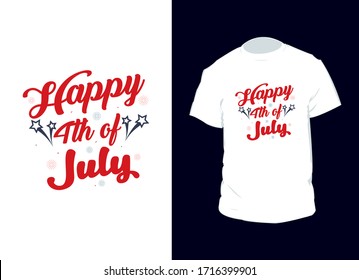 . "Happy 4th July" typography vector template. Can be used for t-shirt print, mug print, pillows, fashion print design, kids wear, baby shower, greeting and postcard.