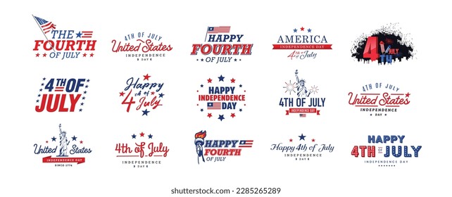 Happy 4th of July, United State of America independence day greeting design. Fourth of July typographic design. Vector illustration.