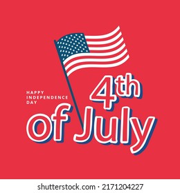 
Happy 4th of July United States Independence Day celebrate banner with waving american national flag. Vector illustration.