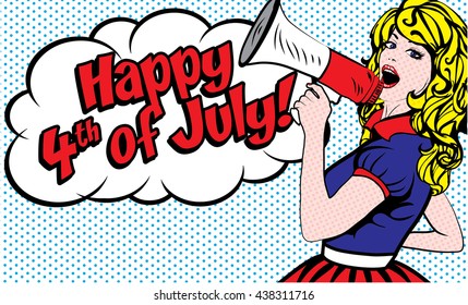 Happy 4th of July. united states. Pop Art vector illustration.