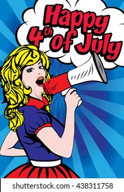 Happy 4th of July. united states. Pop Art vector illustration.