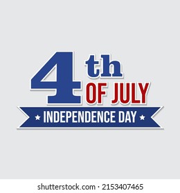Happy 4th of July, US Independence Day greeting card with waving american national flag and handwritten text design. Vector illustration.