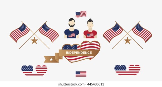 Happy 4th of july. USA Day. USA Flag. Red blue flag and stars.