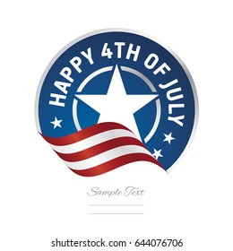 Happy 4th of july USA flag ribbon label logo icon
